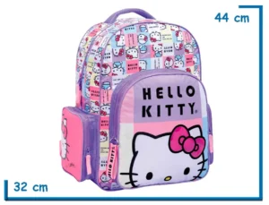 MOCHILA ESPALDA 17" HELLO KITTY LILA CUADRILLE