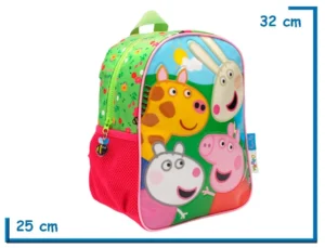 MOCHILA ESPALDA 12" PEPPA PIG VERDE PEPPA Y AMIGOS