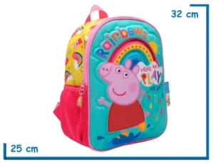 MOCHILA ESPALDA 12" PEPPA PIG CELESTE HERE TO PLAY ALL DAY