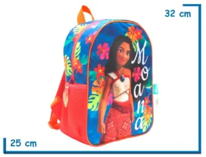 MOCHILA ESPALDA 12" MOANA ROJA FLORES Y HOJAS