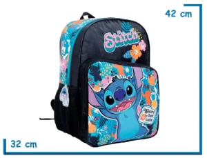 MOCHILA ESPALDA 16" STITCH NEGRA WEIRD BUT CUTE
