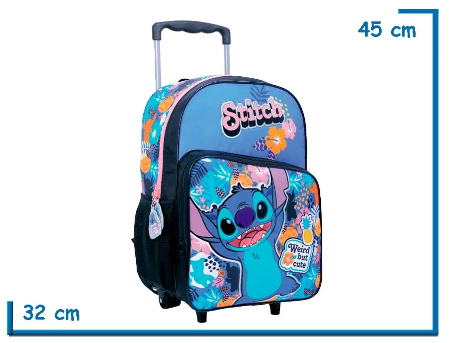 MOCHILA CARRO 16″ STITCH CELESTE WEIRD BUT CUTE