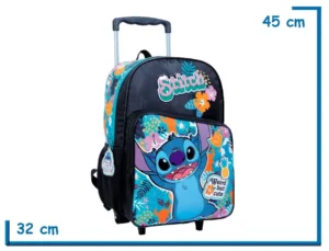 MOCHILA CARRO 16" STITCH NEGRA WEIRD BUT CUTE