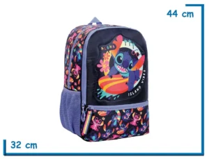 MOCHILA ESPALDA 17" STITCH SURF CELESTE
