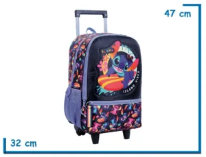 MOCHILA CARRO 17" STITCH SURF CELESTE