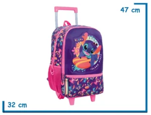 MOCHILA CARRO 17" STITCH SURF ROSA