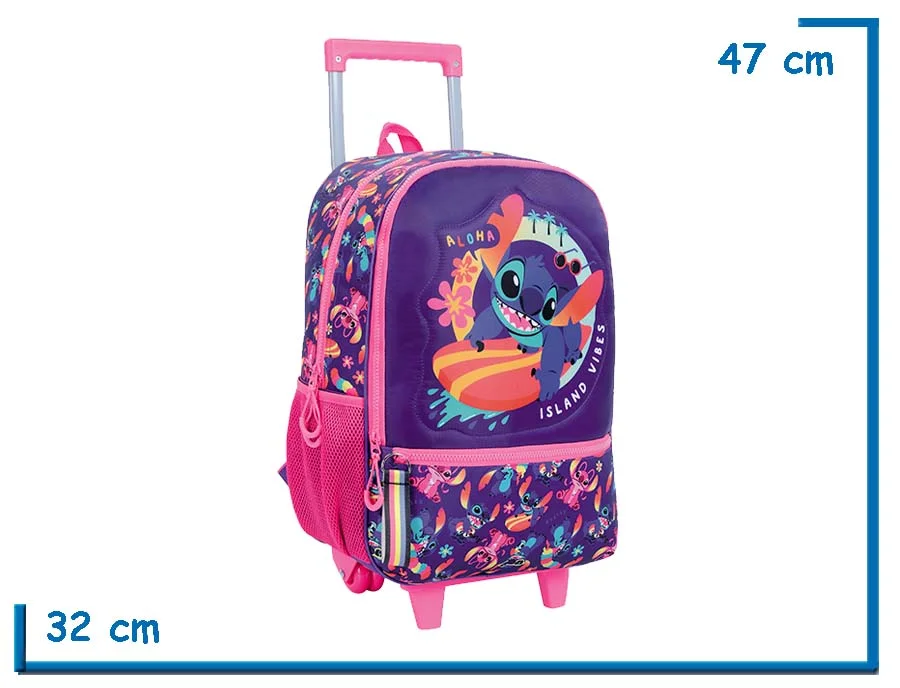 MOCHILA CARRO 17″ STITCH SURF ROSA