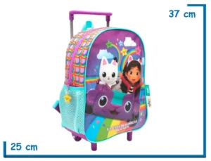 MOCHILA CARRO 12" GABBYS DOLLHOUSE VIOLETA AUTO Y ARCOIRIS
