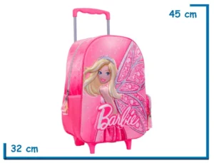 MOCHILA CARRO 16" BARBIE ROSA HADA RELIEVE