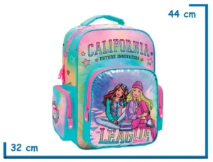 MOCHILA ESPALDA 17" BARBIE TURQUESA CALIFORNIA