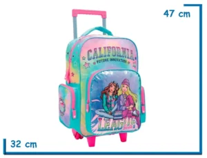MOCHILA CARRO 17" BARBIE TIRQUESA CALIFORNIA