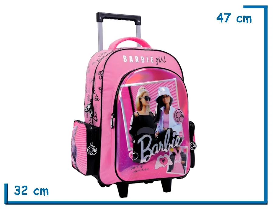 MOCHILA CARRO 18″ BARBIE ROSA BARBIE GIRL RELIEVE