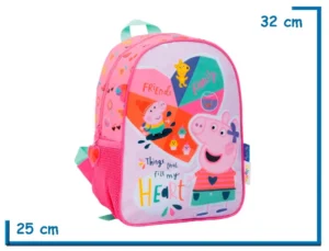 MOCHILA ESPALDA 12" PEPPA PIG ROSA HEART