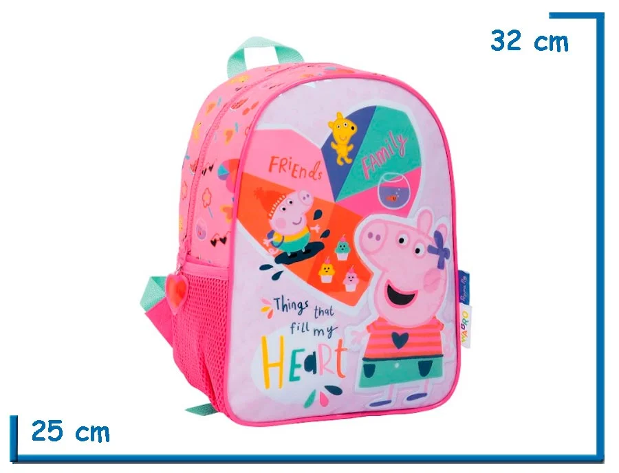 MOCHILA ESPALDA 12″ PEPPA PIG ROSA HEART