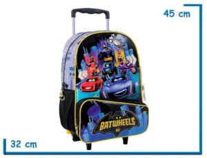 MOCHILA CARRO 16" BATWHEELS NEGRA PERSONAJES