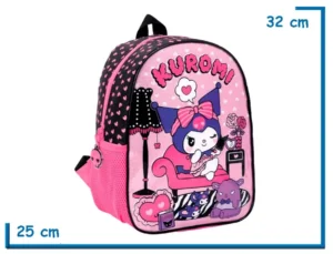 MOCHILA ESPALDA 12" KUROMI ROSA Y NEGRA JUST CHILL