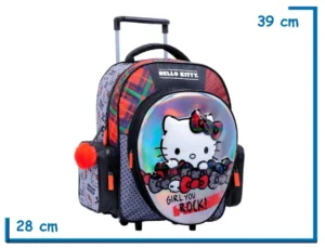 MOCHILA CARRO 14" HELLO KITTY GIRL YOU ROCK RELIEVE