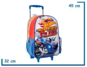 MOCHILA CARRO 16" HOT WHEELS BLANCA SPEED CLUB
