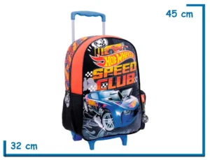 MOCHILA CARRO 16" HOT WHEELS NEGRA SPEED CLUB
