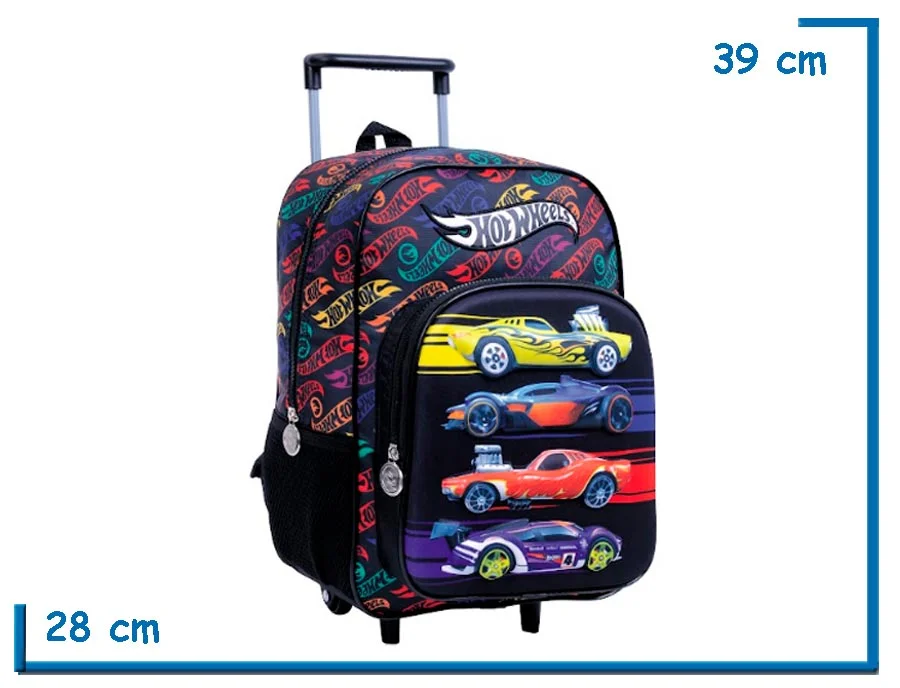 MOCHILA CARRO 14″ HOT WHEELS NEGRA 4 AUTOS RELIEVE