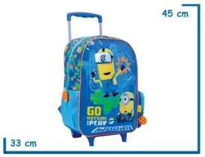 MOCHILA CARRO 16'' MINIONS CELESTE GO OUTSIDE AND PLAY (WA77953C)