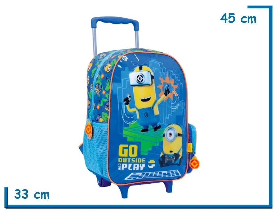 MOCHILA CARRO 16” MINIONS CELESTE GO OUTSIDE AND PLAY (WA77953C)