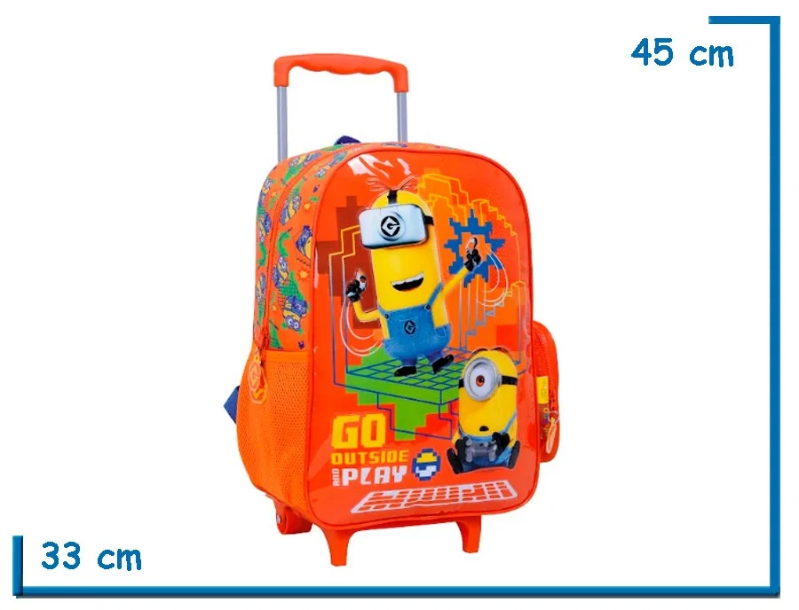 MOCHILA CARRO 16” MINIONS NARANJA GO OUTSIDE AND PLAY (WA77953N)