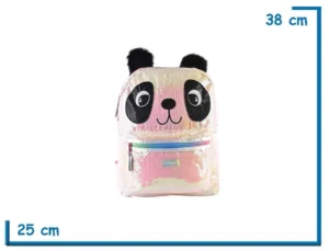 MOCHILA ESPALDA 15" KOOSHI PANDA TORNASOLADA CON LENTEJUELAS