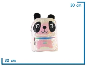 MOCHILA ESPALDA 12" KOOSHI PANDA TORNASOLADA CON LENTEJUELAS