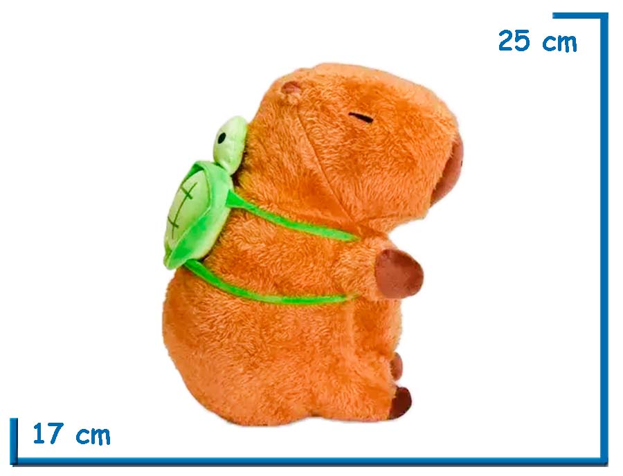 PELUCHE CAPIBARA CON MOCHILA TORTUGA 25CM