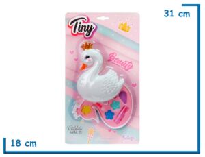 TINY SET DE MAQUILLAJE 1 PISO CISNE CON CORONA EN BLISTER