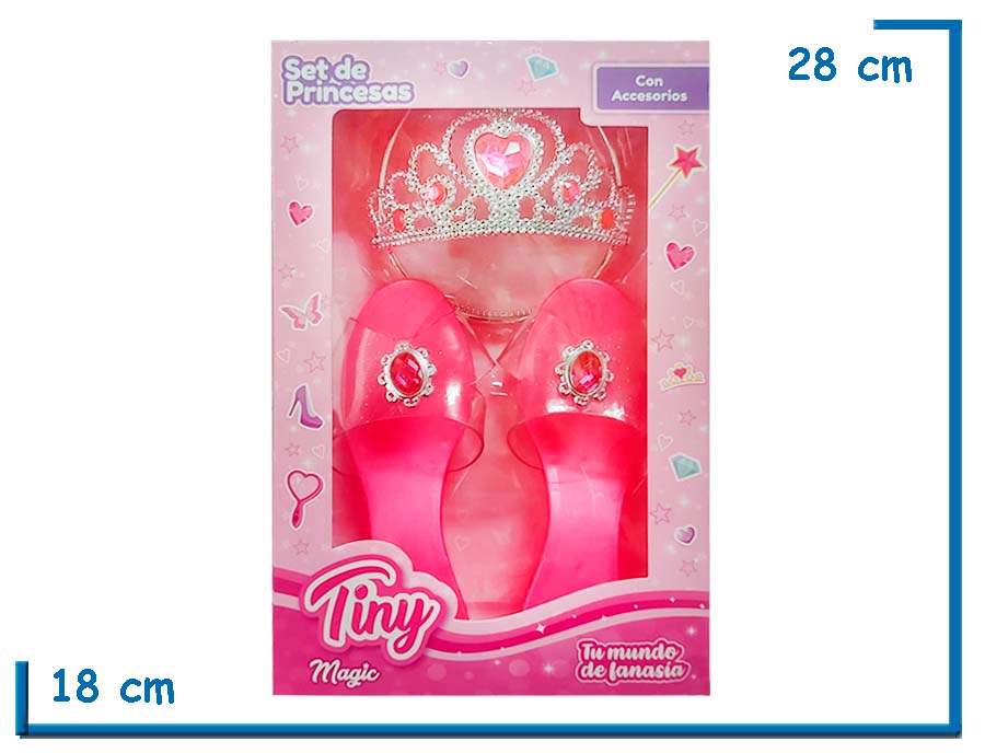 TINY MAGIC SET DE PRINCESAS ROSA ZAPATOS Y CORONA