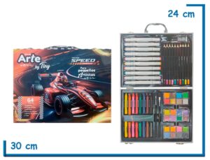 TINY SET DE ARTE F1 ACUARELAS MALETIN 64PZS