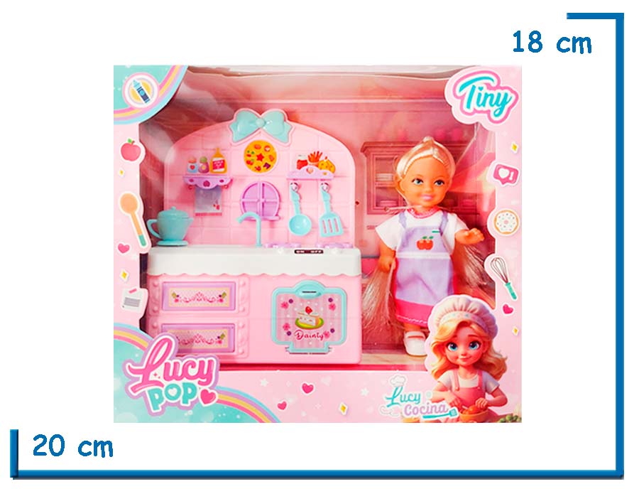 TINY LUCY POP LUCY COCINA MUÑECA CON COCINA ROSA