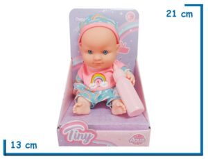 TINY BABY AGUS BEBE ROPA ROSA CON MAMADERA 22CM