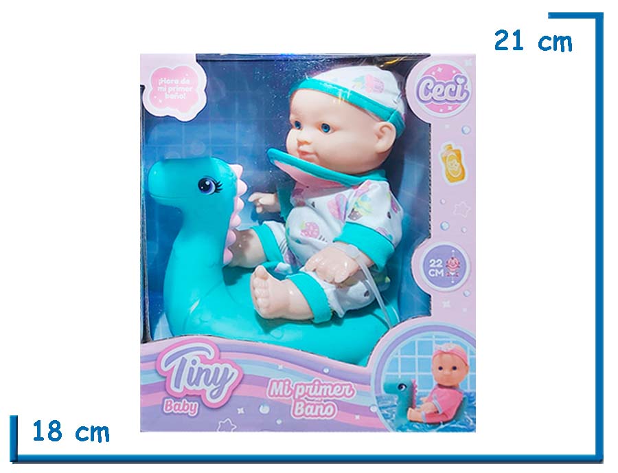 TINY BABY BEBE ROPA CELESTE SALVAVIDAS ANIMALITO 22CM