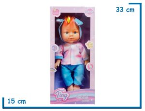 TINY BABY SARA BEBE DISFRAZ UNICORNIO ROSA Y CELESTE 29CM