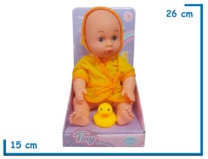 TINY BABY SANTI BEBE BATA AMARILLA CON PATITO 31CM