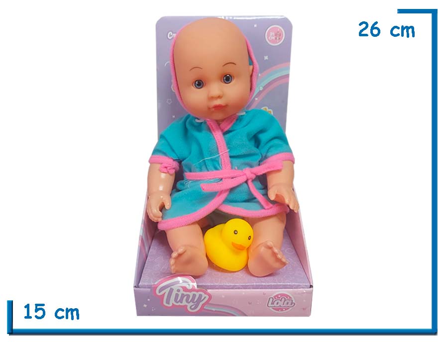 TINY BABY LOLA BEBE BATA TURQUESA CON PATITO 31CM
