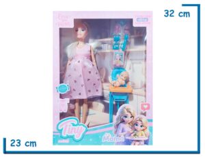 TINY FANTASY MAMA CON BEBE Y SILLITA PARA COMER