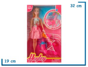 HAYLEY BABY GIRL MUÑECA POLLERA ROSA CON ACCESORIOS