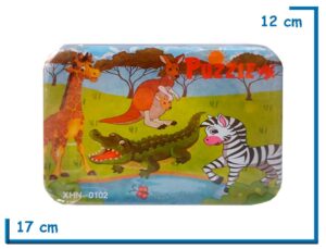 PUZZLE ANIMALES SALVAJES COCODRILO EN LATA 15PZS
