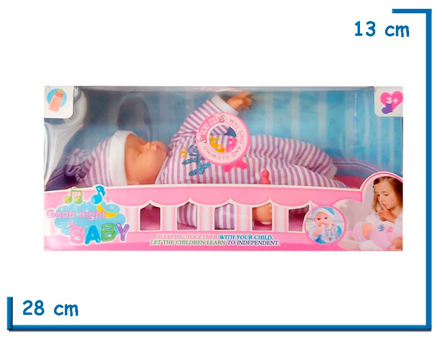GOOD NIGHT BABY BEBE PIJAMA VIOLETA CON ACCESORIOS LUZ Y SONIDO