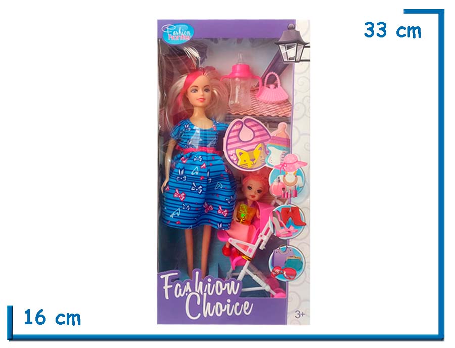 FASHION CHOICE MUÑECA VESTIDO CELESTE CON ACCESORIOS