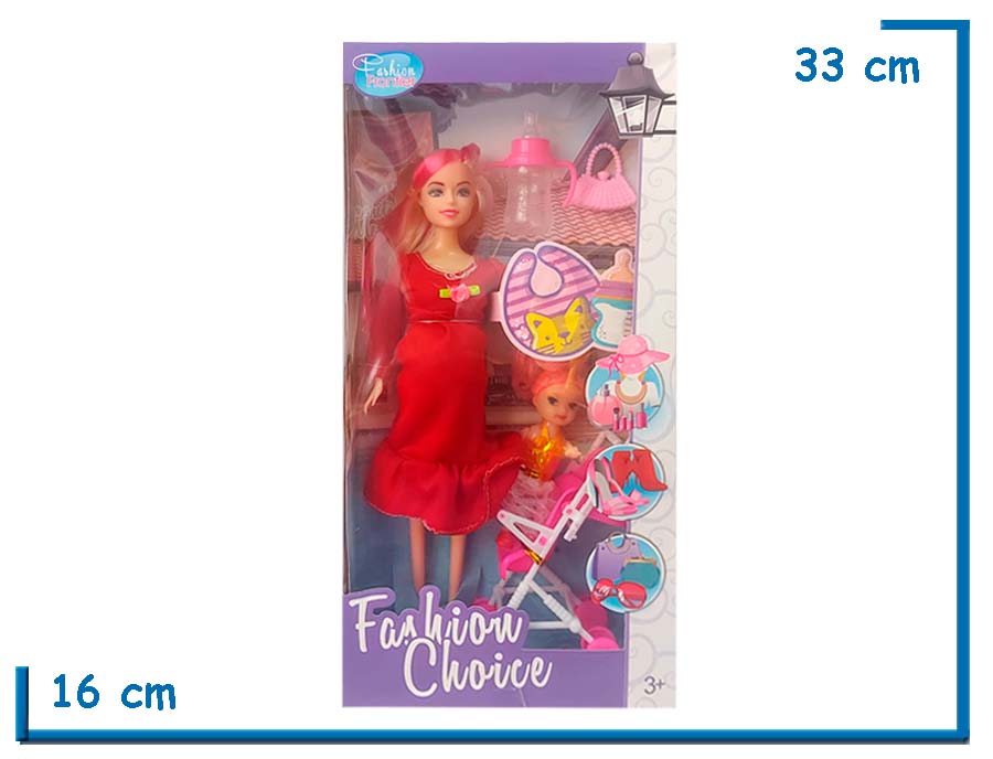 FASHION CHOICE MUÑECA VESTIDO ROJO CON ACCESORIOS