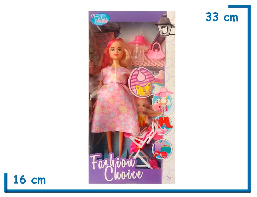 FASHION CHOICE MUÑECA VESTIDO ROSA CON ACCESORIOS