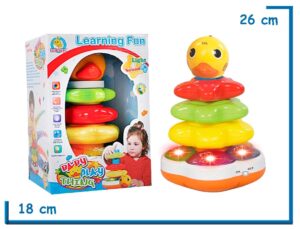 LEARNING FUN BABY PLAY THING ANILLOS APILABLES PATO LUZ Y SONIDO