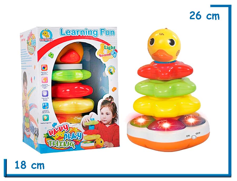 LEARNING FUN BABY PLAY THING ANILLOS APILABLES PATO LUZ Y SONIDO