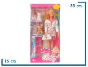 BETTY PET VET MUÑECA VETERINARIA PELO RUBIO CON ACCESORIOS