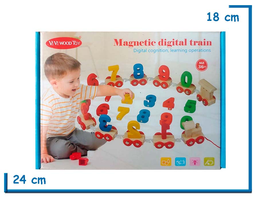 VIVI WOOD TOY MAGNETIC DIGITAL TRAIN TREN DE MADERA NUMEROS
